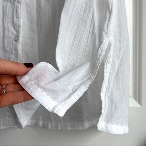 NEW Lauren Ralph Lauren White Cotton Button Down Blouse Shirt Roll Tab | Large - Picture 7 of 8